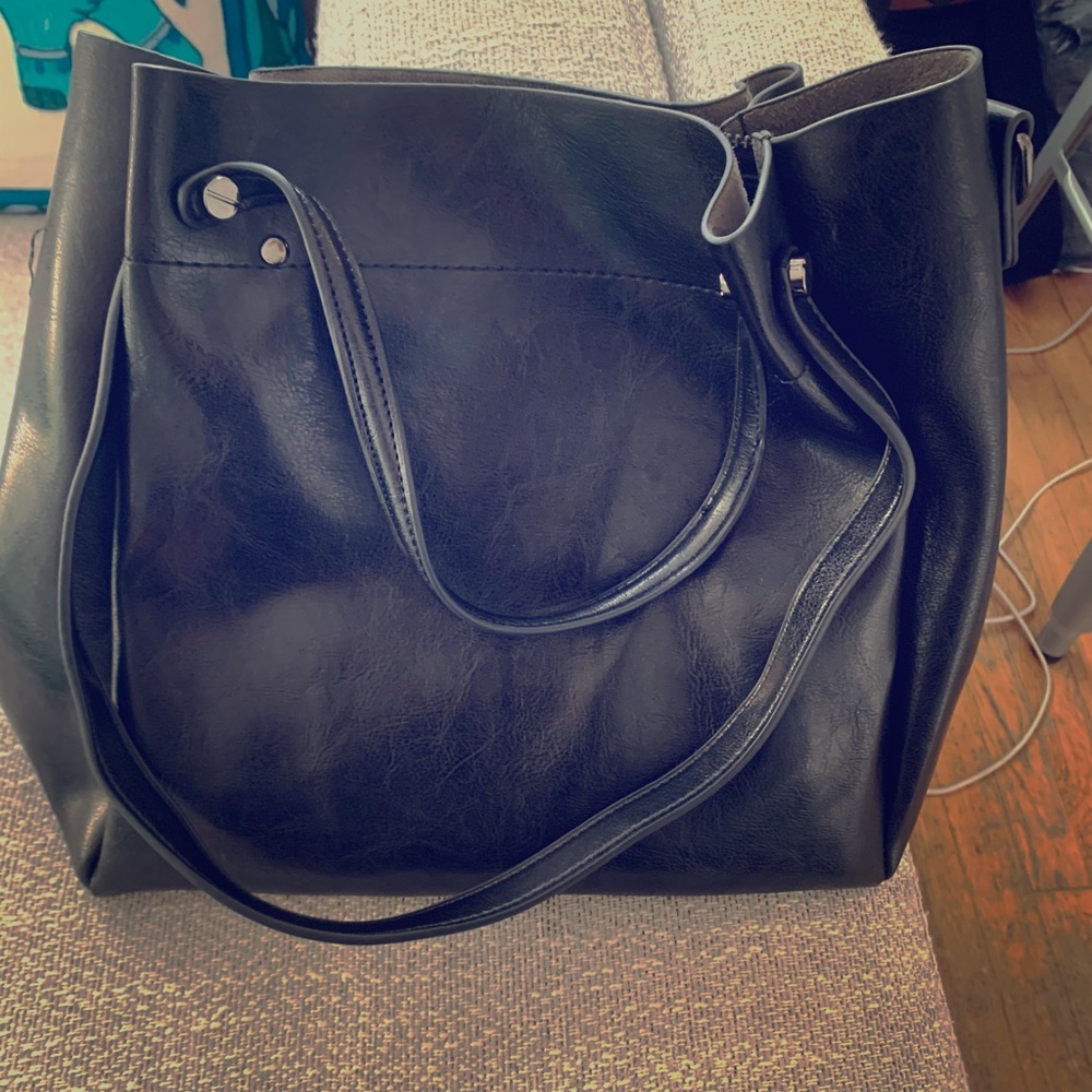 Vegan leather black bag purse